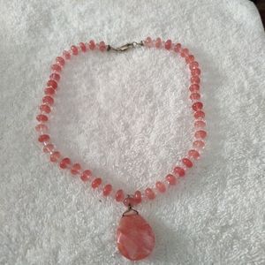 Sterling Silver Pink Beaded Necklace